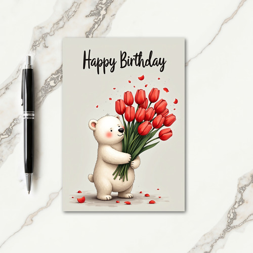 Joyous Birthday Fluffy Cub Card