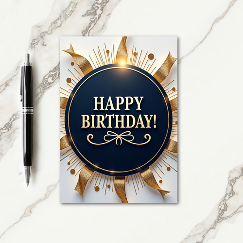 Joyous Birthday Golden Bow Card