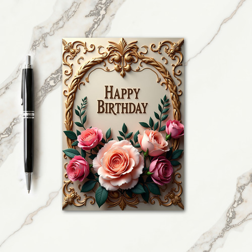 Joyous Birthday Golden Frame Card
