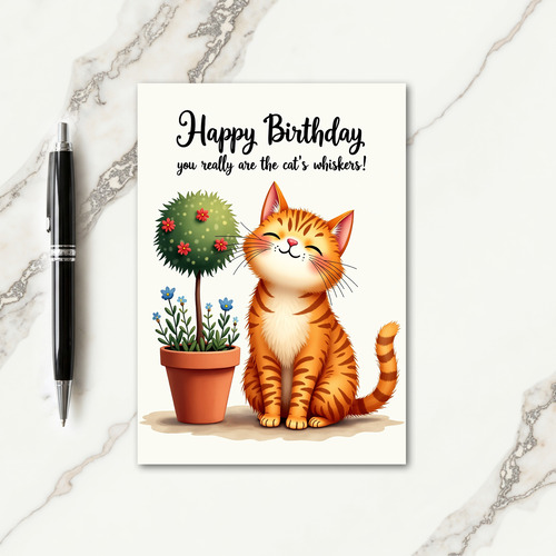 Joyous Birthday Smiling Cat Card