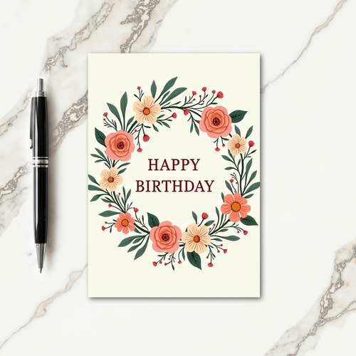 Joyous Botanical Wreath Card