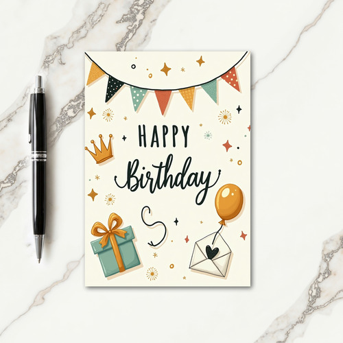 Joyous Bunting Birthday Card