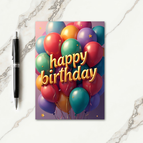 Joyous Colorful Spheres Birthday Card