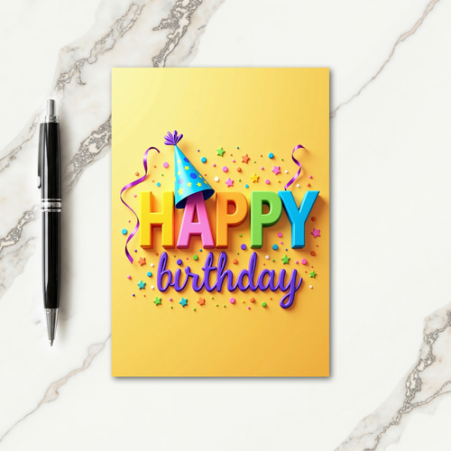 Joyous Party Hat Birthday Card