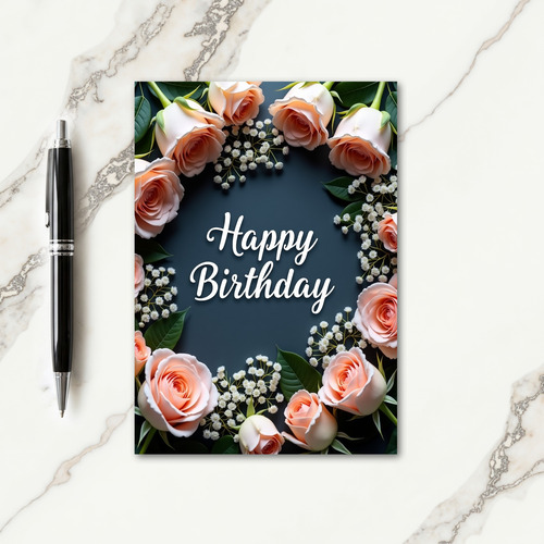 Joyous Peach Rose Card