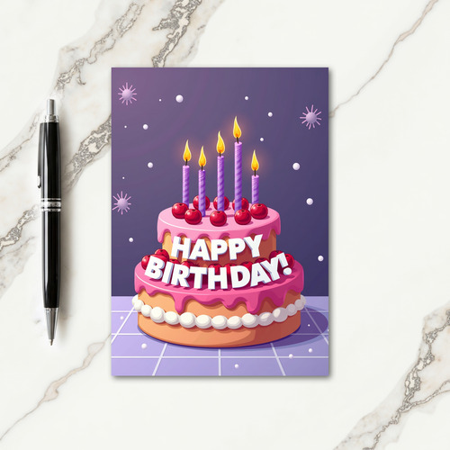 Joyous Purple Cake Card