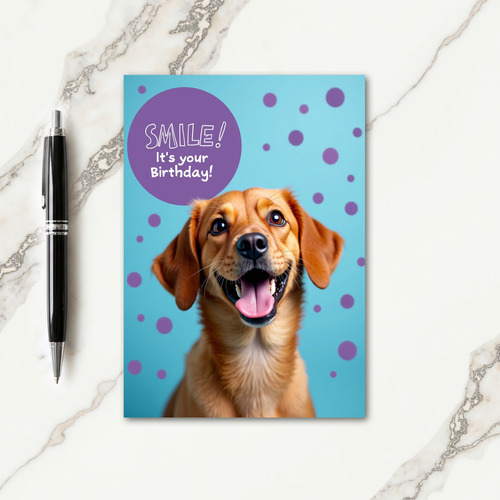 Joyous Smiling Pup Birthday Card