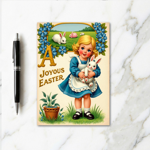 Joyous Spring Girl Rabbit Card