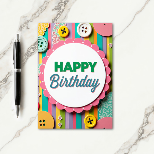 Joyous Striped Birthday Card