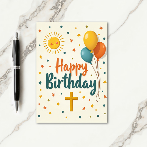 Joyous Sun Balloons Birthday Card