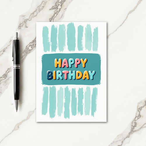 Joyous Teal Brushstroke Card
