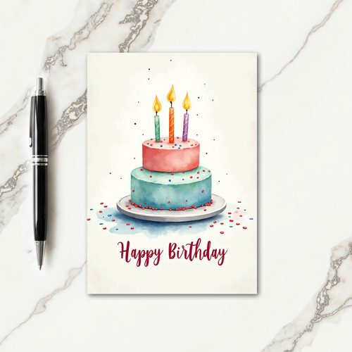 Joyous Watercolor Cake Card