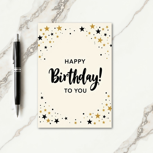 Jubilant Gold Script Birthday Card
