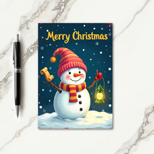 Jubilant Snowman Art Card