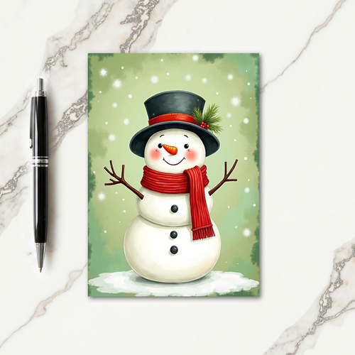 Jubilant Snowman Christmas Card