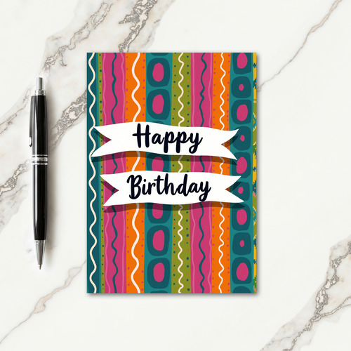Jubilant Striped Birthday Card