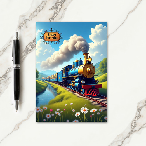 Jubilant Train Birthday Card