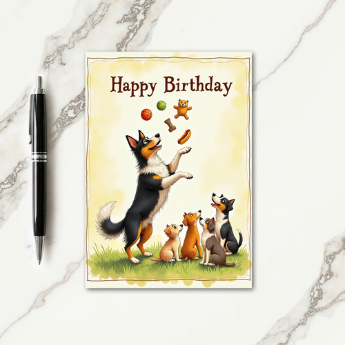 Juggling Dog Birthday Card