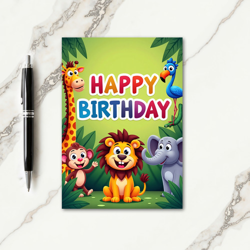 Jungle Creatures Birthday Card