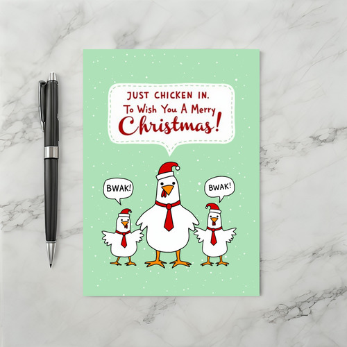 Just Chicken In Pun Funny Christmas Holiday Card