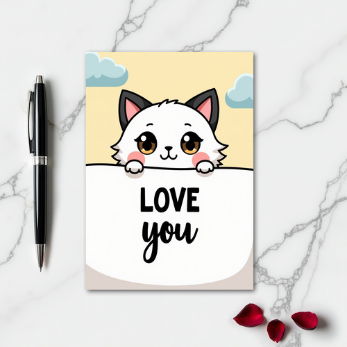 Kawaii Cat Love You Greeting Card