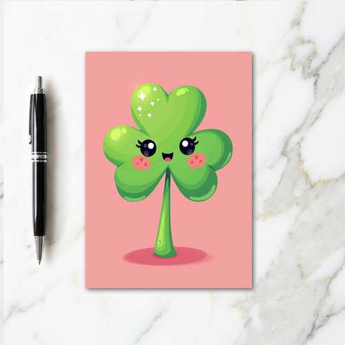 Kawaii Clover Art Style Card