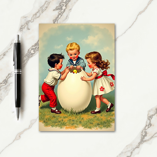 Kids And Hatchling Scene Card