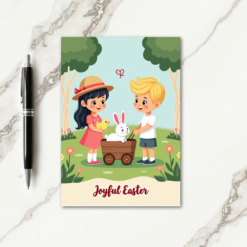 Kids Springtime Joy Scene Card