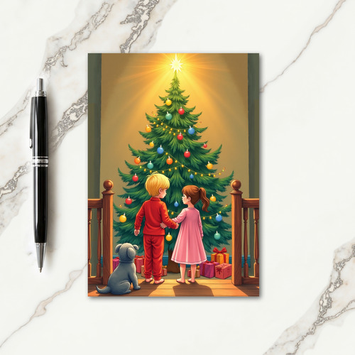 Kids Tree Glow Christmas Card