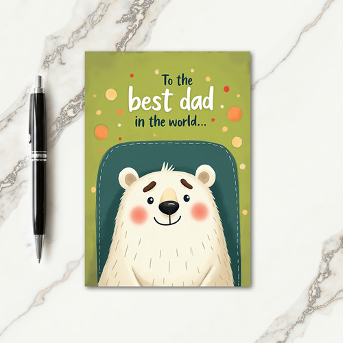 Kind White Bear Fathers Day Card