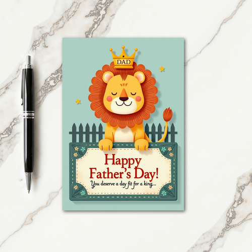 King Dad Feline Illustration Card