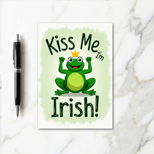 Kiss Me Irish Frog Prince Card