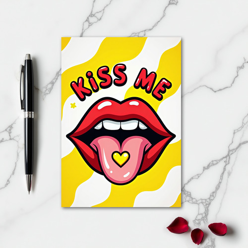 Kiss Me Lips Art Pop Style Card