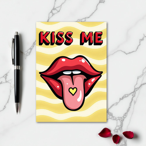 Kiss Me Lips Pop Art Love Card
