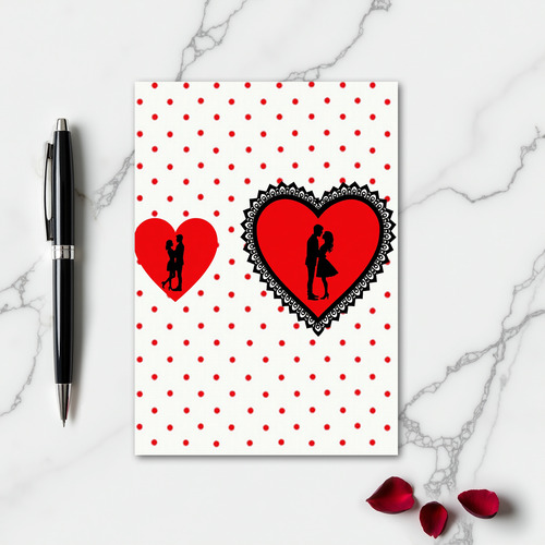 Kissing Couple Love Heart Card