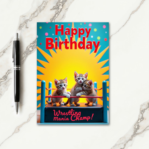 Kitten Birthday Mania Champ Card