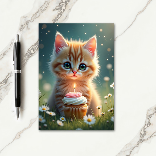 Kitten Cupcake Birthday Card