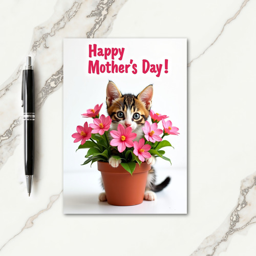 Kitten Floral Mothers Day Card