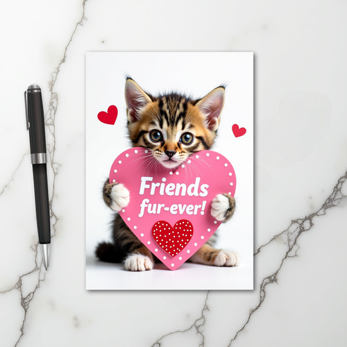 Kitten Heart Fur Ever Friends Card