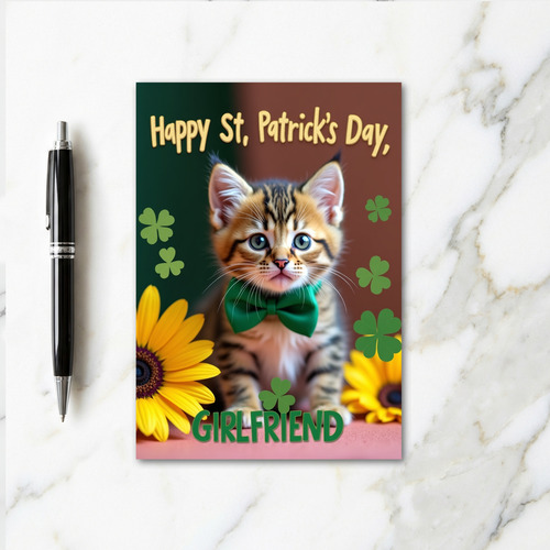Kitten St Patricks Day Girlfriend Card