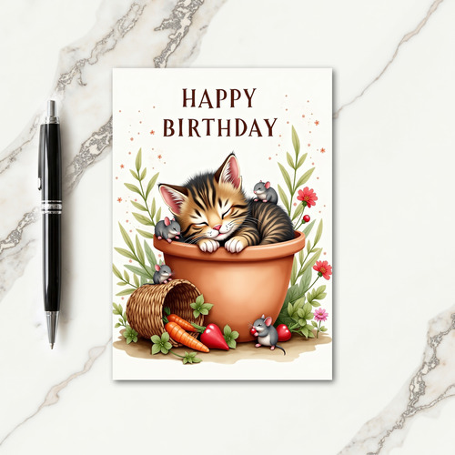 Kitty Nap Birthday Card