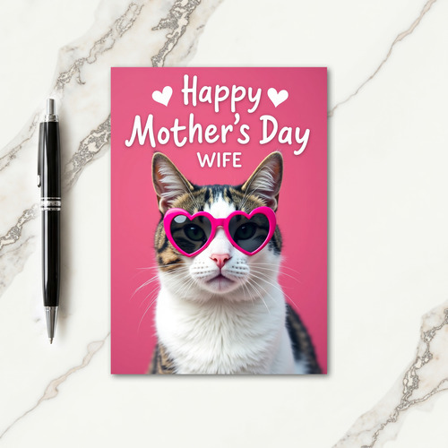 Kittys Pink Heart Mothers Day Card