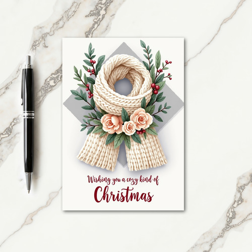Knitted Wreath Christmas Card