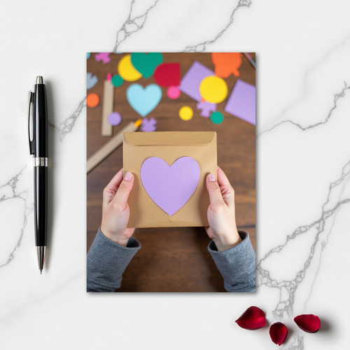 Kraft Paper Heart Handmade Card