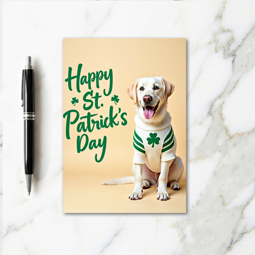 Labrador Shamrock Glitter Texture Card