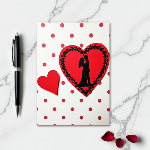 Lace Polka Dot Couple Heart Card