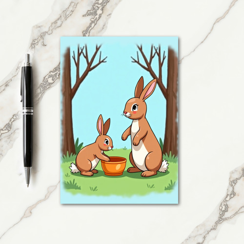 Lagomorph Family Scene Card