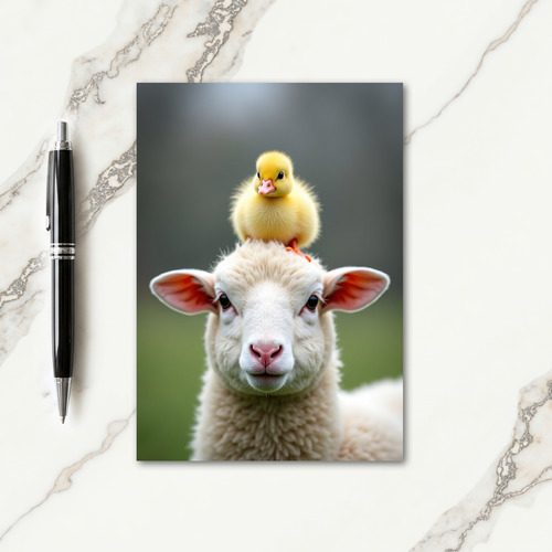 Lamb And Bird Friend Card