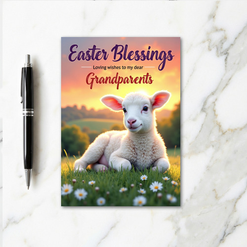 Lamb Easter Blessings Grandparents Card