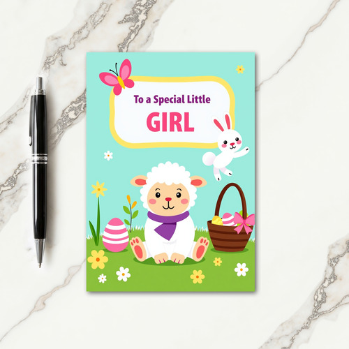 Lambs And Stripes Girl Card